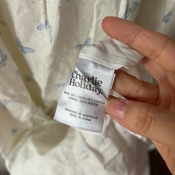 Charlie Holiday Isabella Linen Blend Butterfly print Maxi Dress‎ Sz 6 - Picture 9 of 10